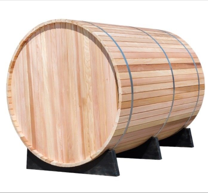 Sauna a vapore canadese in pino da esterno tipo botte 1800*1800mm con legno massello di hemlock e accessori per riscaldatore