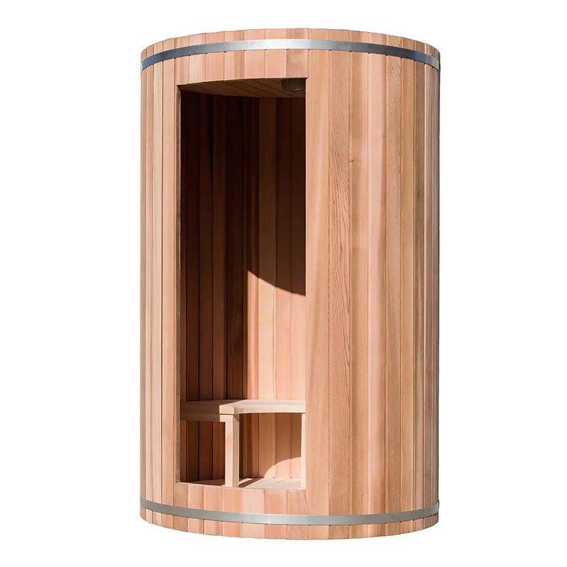 Sauna tradizionale in botte di legno massello per 2 persone all'aperto con vapore da 6 kW e design tradizionale