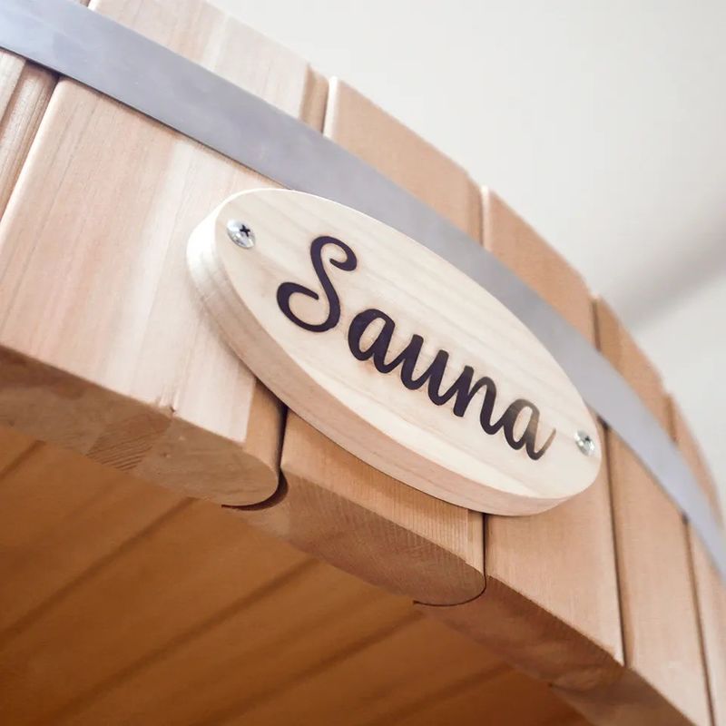 Sauna tradizionale in botte di legno massello per 2 persone all'aperto con vapore da 6 kW e design tradizionale