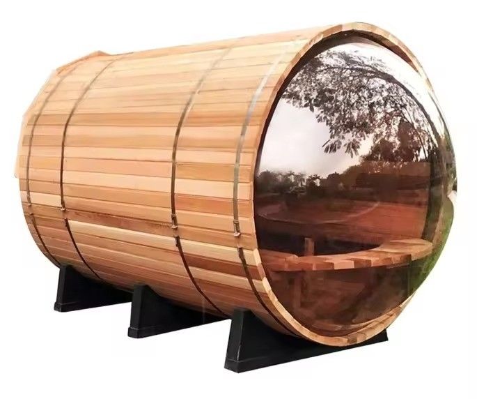 YSE Red Cedar 2025 Nordic Leisure Pine Outdoor Bucket Steam Sala sauna panoramica in vetro Sauna tradizionale 4 persone