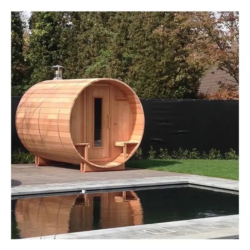 2025 Canadian Red Cedar Solid Wood Barrel 6 Persone Sauna a vapore all'aperto