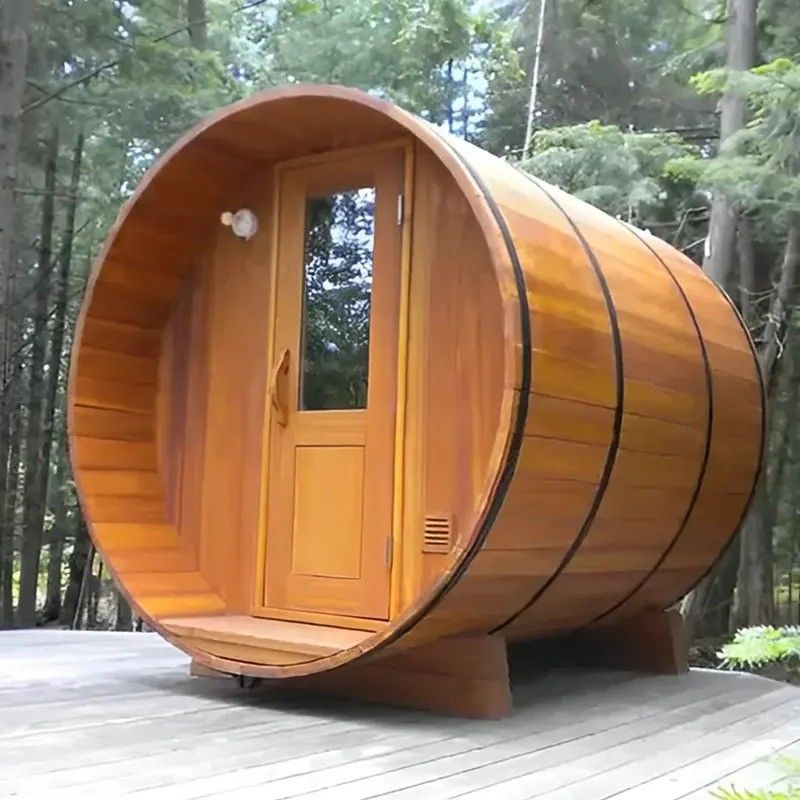2025 Canadian Red Cedar Solid Wood Barrel 6 Persone Sauna a vapore all'aperto