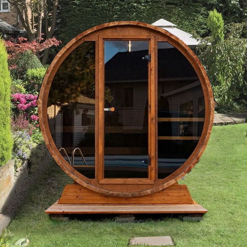 Transom Windows 2-4 Persone Hemlock Sauna a botte di cedro rosso con tensione 110V/220V e camera di vapore