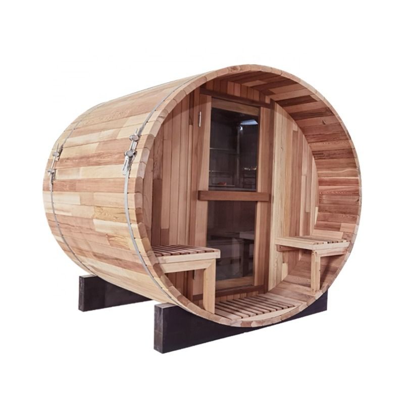 Nuova sauna canadese in legno di pino/abeto/cedro per esterni a botte, sauna a vapore tradizionale con accessori per stufa, per 4-6 persone
