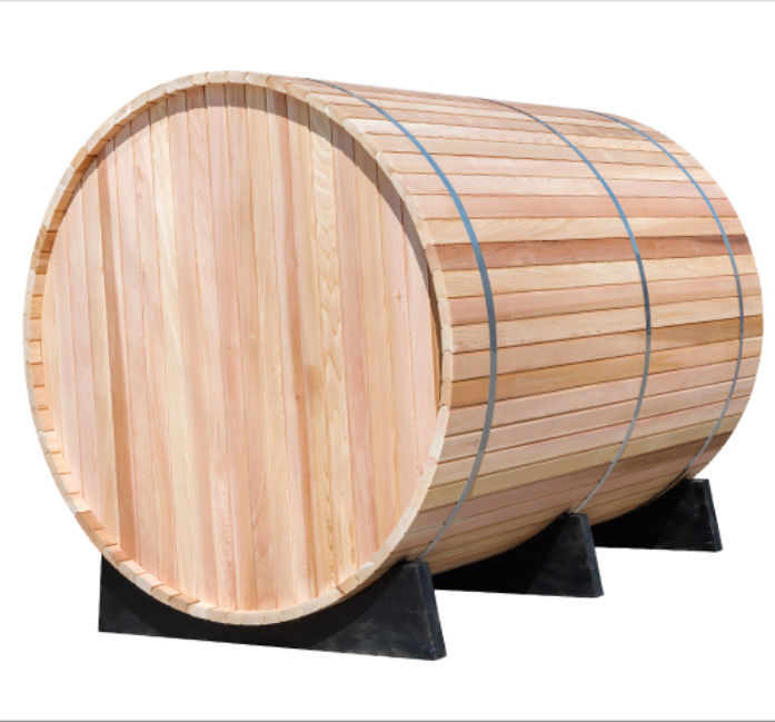 Nuova sauna canadese in legno di pino/abeto/cedro per esterni a botte, sauna a vapore tradizionale con accessori per stufa, per 4-6 persone
