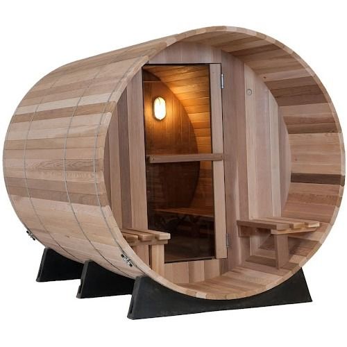 2022 Popolare Sauna tradizionale per 3-4 persone Sauna a barile con camera riscaldatrice per uso esterno Sauna bella Harvia Sauna per famiglia Pino canadese
