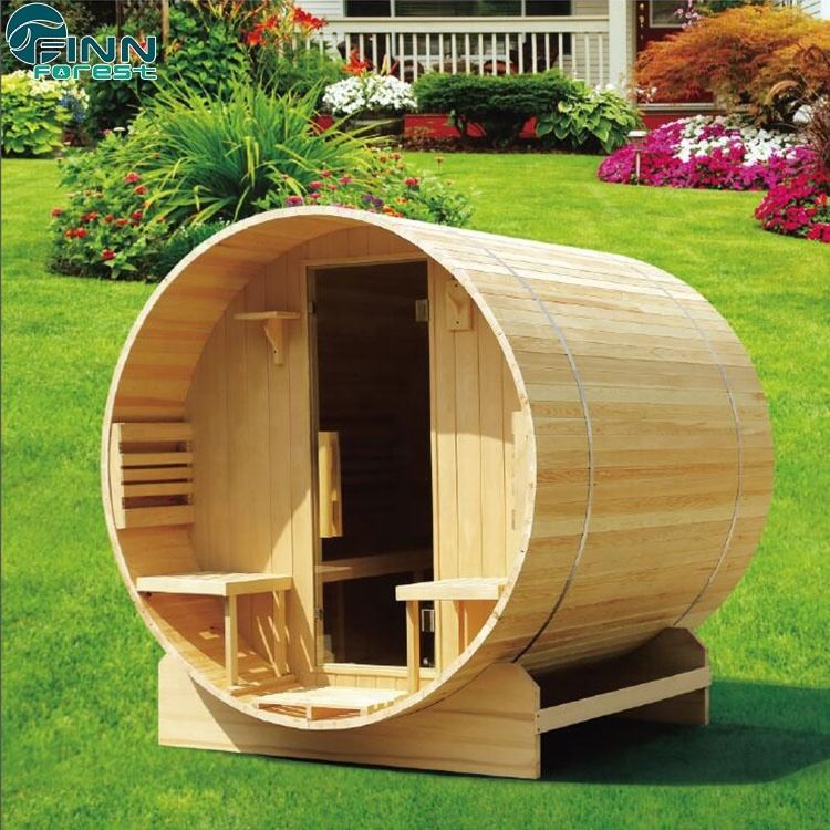 Sauna a botte in stile europeo tradizionale per 3-4 persone con stufa per sauna Harvia, uso esterno, bella camera sauna per famiglie, pino canadese