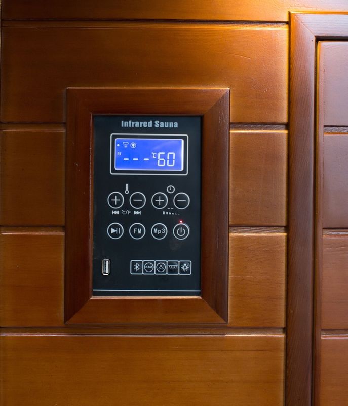 Cabina sauna a infrarossi a doppia onda per la stanza di vapore per computer, pannello di controllo per la sudorazione, disintossicazione completa del corpo