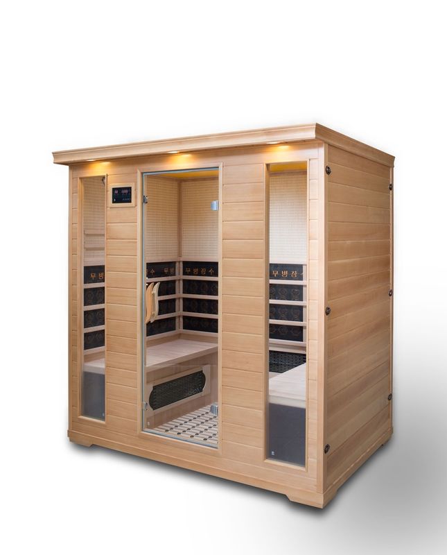 Gilet sauna tradizionale durevole in hemlock di alta qualità Pannello di controllo computerizzato per sauna a vapore