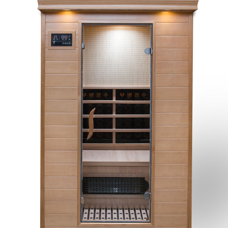 Sauna a infrarossi in legno massello per la disintossicazione con pannello di controllo computerizzato di alta qualità, bagno turco per la casa