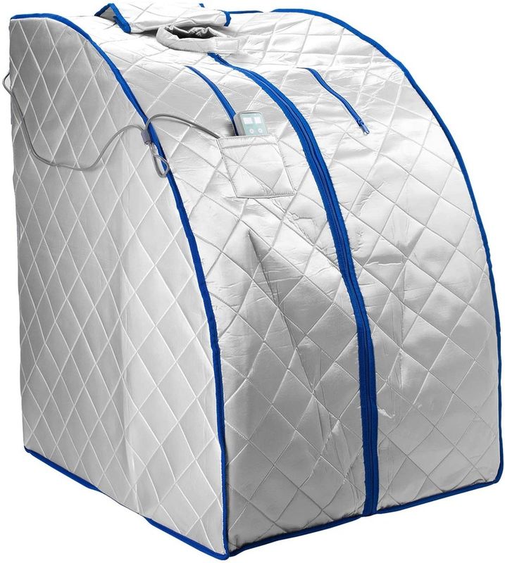 Sauna personale portatile da interno con infrarossi lontani moderni, ioni negativi, ionizzatore d'aria, cuscinetto riscaldante per i piedi e timer