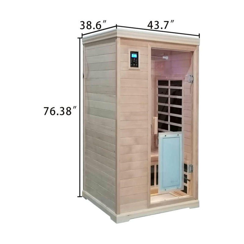 Sala di sauna in legno tradizionale a infrarossi Dimensione per 2 persone Riscaldamento 1750W 9 piatti 10 minuti Pre- riscaldamento Tempo e temperatura controllo predefinito