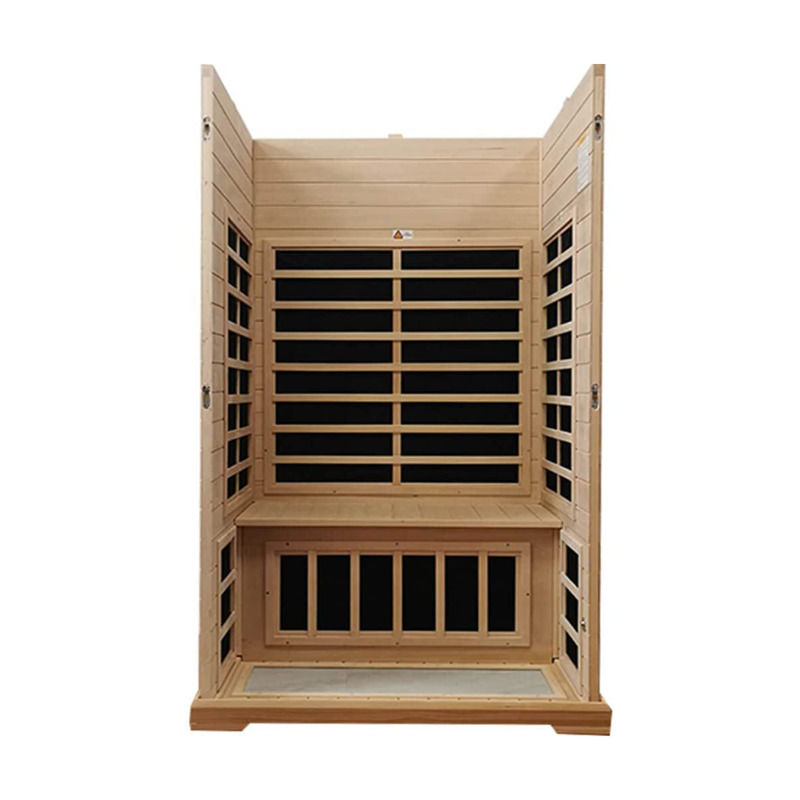 Sala di sauna in legno tradizionale a infrarossi Dimensione per 2 persone Riscaldamento 1750W 9 piatti 10 minuti Pre- riscaldamento Tempo e temperatura controllo predefinito