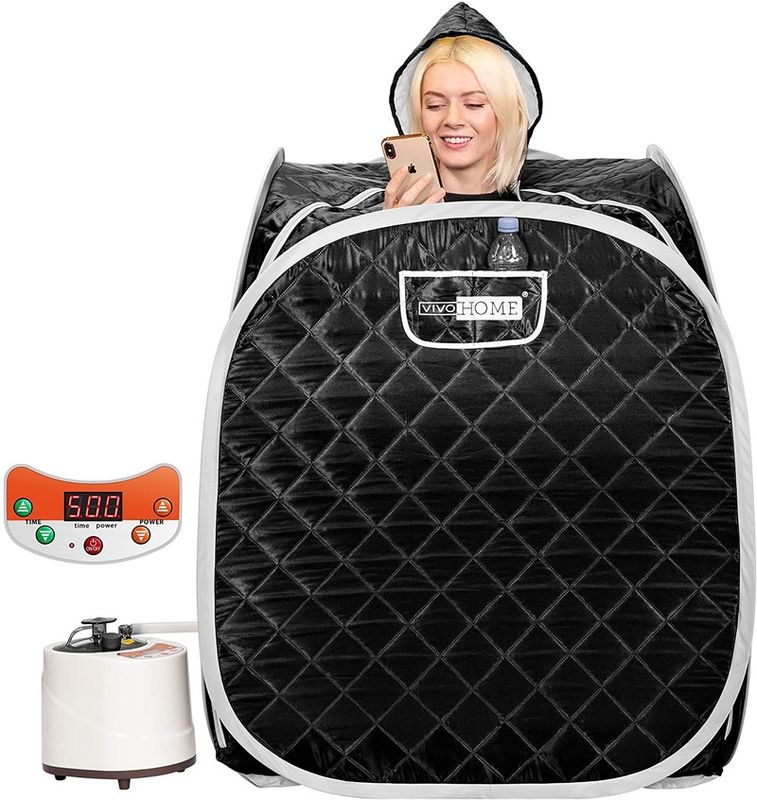 Moderna Sedia Spa Personale Pieghevole con Telecomando Portatile, Borsa Sauna a Vapore Pieghevole, Tenda Sauna Spa Terapeutica per la Casa, Nera