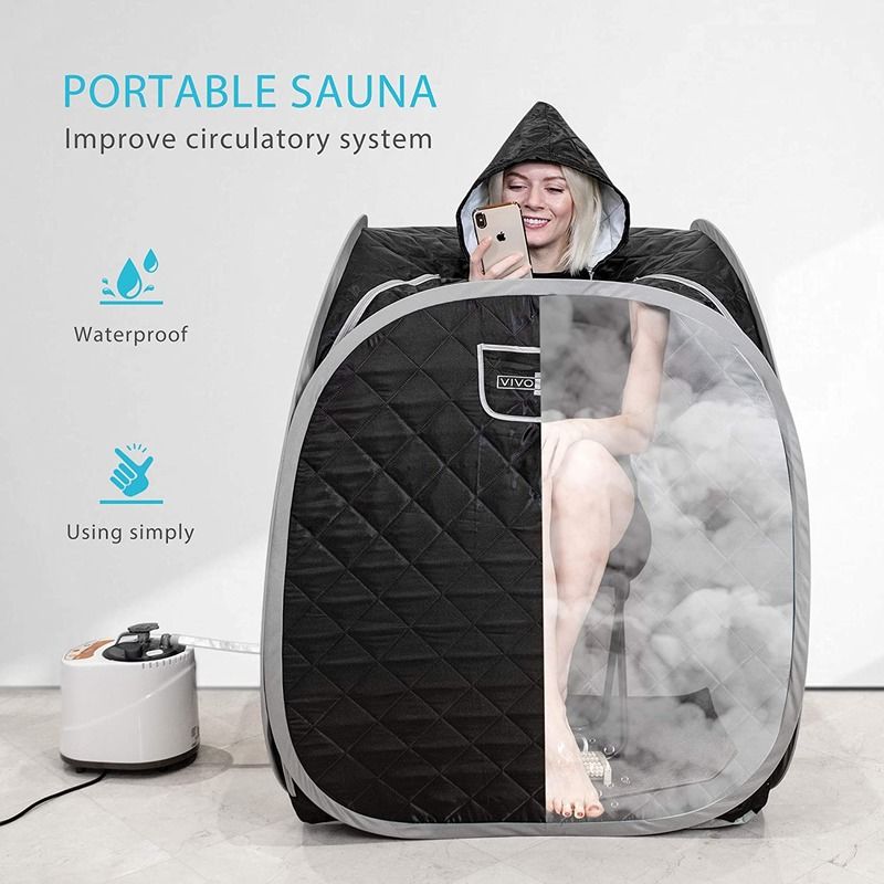 Moderna Sedia Spa Personale Pieghevole con Telecomando Portatile, Borsa Sauna a Vapore Pieghevole, Tenda Sauna Spa Terapeutica per la Casa, Nera