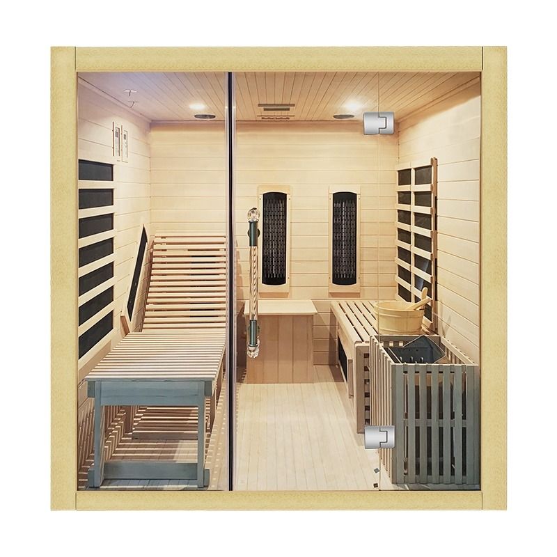 Sauna tradizionale Sauna a vapore tradizionale Stanza sauna interna in legno a infrarossi Sauna secca tradizionale con riscaldatore