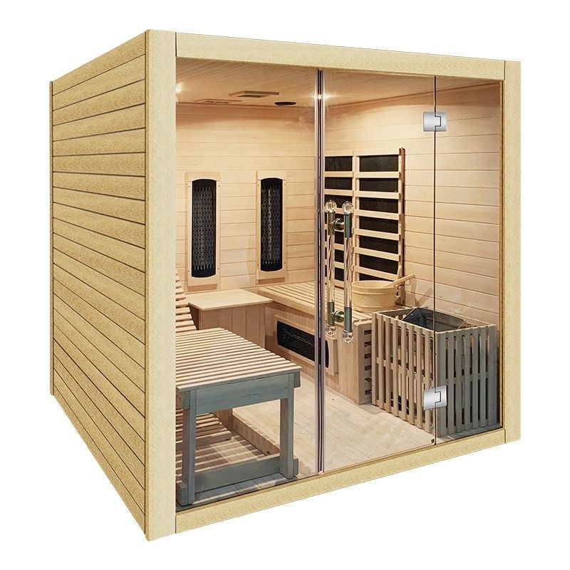 Sauna tradizionale Sauna a vapore tradizionale Stanza sauna interna in legno a infrarossi Sauna secca tradizionale con riscaldatore