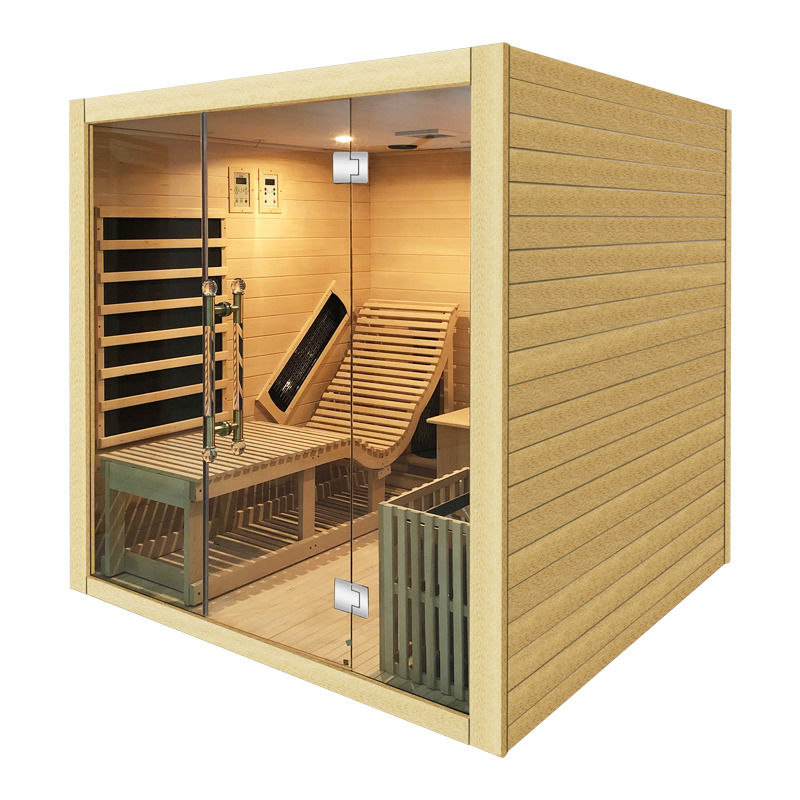 Sauna tradizionale Sauna a vapore tradizionale Stanza sauna interna in legno a infrarossi Sauna secca tradizionale con riscaldatore