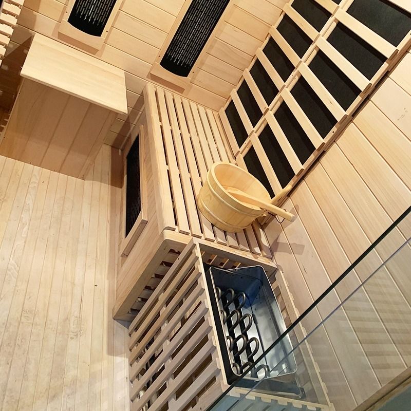 Sauna tradizionale Sauna a vapore tradizionale Stanza sauna interna in legno a infrarossi Sauna secca tradizionale con riscaldatore
