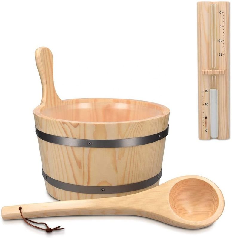 Sauna tradizionale secchio di legno con spa tascabile accessorio essenziale per il bagno a vapore pineto legno secchio di legno in linea di tasca di plastica sabbiatore