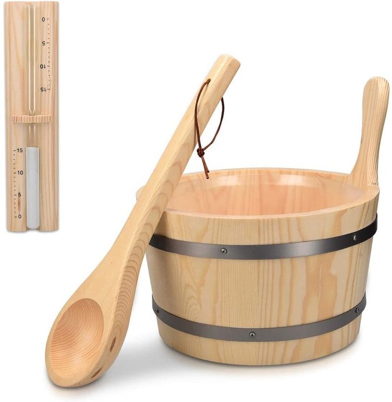 Sauna tradizionale secchio di legno con spa tascabile accessorio essenziale per il bagno a vapore pineto legno secchio di legno in linea di tasca di plastica sabbiatore