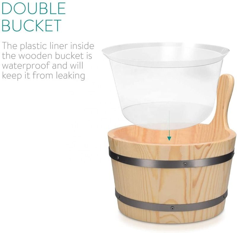 Sauna tradizionale secchio di legno con spa tascabile accessorio essenziale per il bagno a vapore pineto legno secchio di legno in linea di tasca di plastica sabbiatore